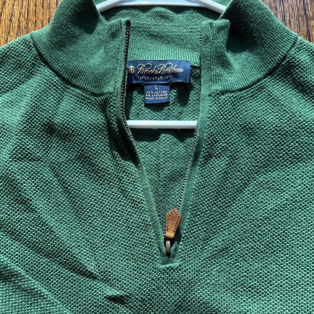 Brooks Brothers Forest Green Zip-Up Sweater